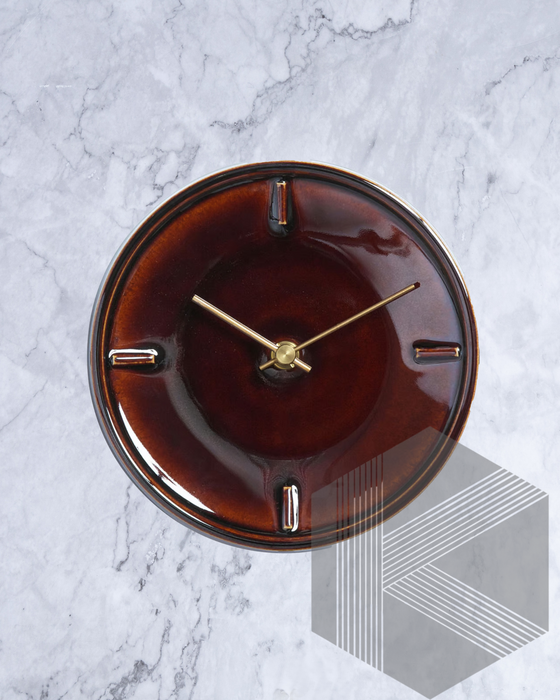 Tohoku Burgundy Hand Glazed Japanese Mid Sized Clock