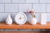 Okinawa Milky White Charcoal Hand Glazed Japanese Small Clock