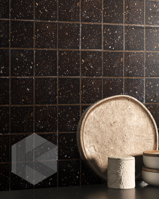 Hatsu Square Espresso Burgundy Hand Glazed Japanese Mosaic Tile