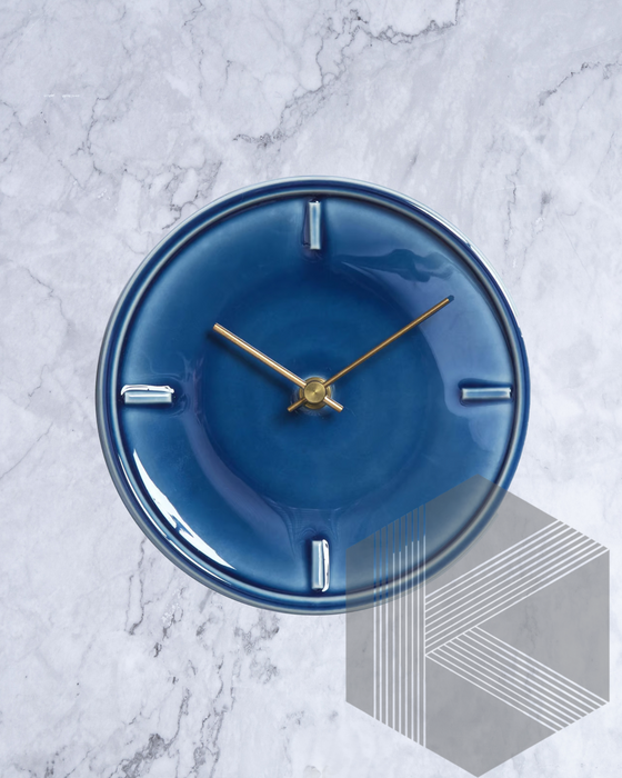 Tohoku Sea Blue Hand Glazed Japanese Mid Sized Clock