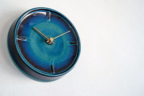 Tohoku Sea Blue Hand Glazed Japanese Mid Sized Clock