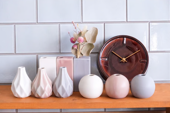 Tohoku Burgundy Hand Glazed Japanese Mid Sized Clock
