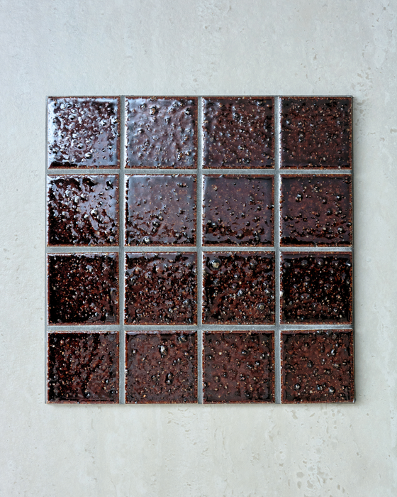 Hatsu Square Mahogany Hand Glazed Japanese Mosaic Tile