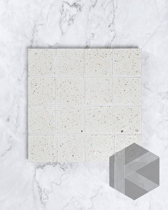 Hatsu Square White Hand Glazed Japanese Mosaic Tile