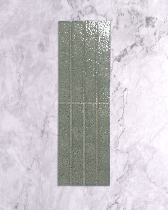 Hatsu Long Brick Aqua Hand Glazed Japanese Tile