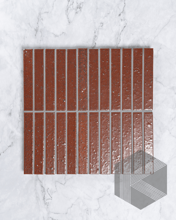 Hatsuborder Burnt Red Hand Glazed Japanese Mosaic Tile