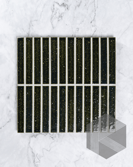 Hatsuborder Oribe Green Hand Glazed Japanese Mosaic Tile