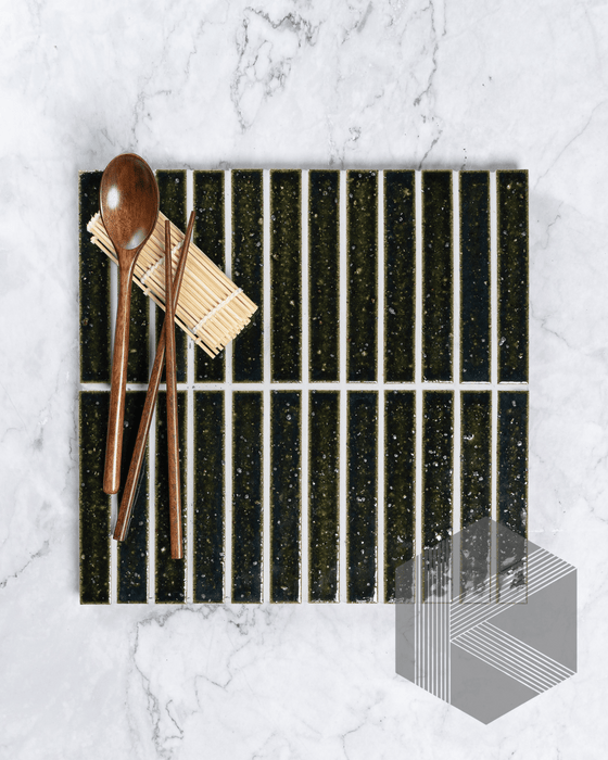 Hatsuborder Oribe Green Hand Glazed Japanese Mosaic Tile