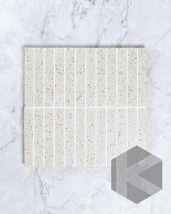 Hatsuborder White Hand Glazed Japanese Mosaic Tile