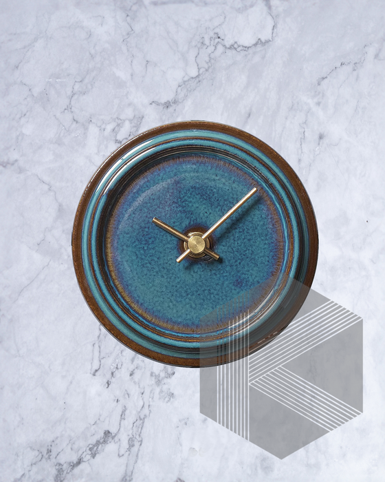 Okinawa Sea Blue Hand Glazed Japanese Small Clock