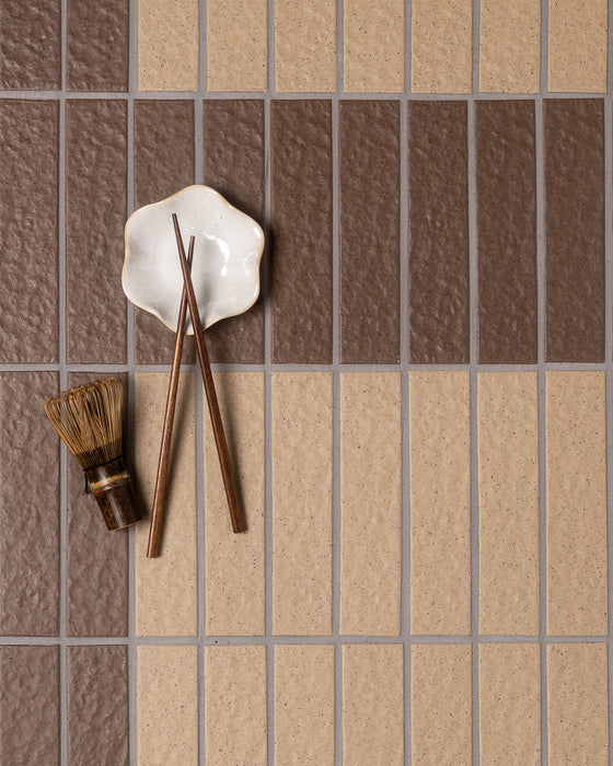 Sabi Cocoa Brown Matt Glazed Porcelain Mosaic 45x195mm