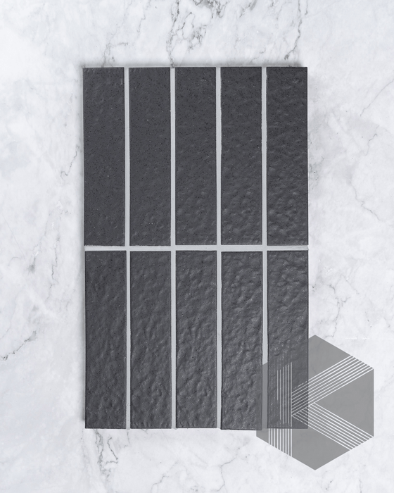 Sabi Charcoal Matt Glazed Porcelain Mosaic 45x195mm