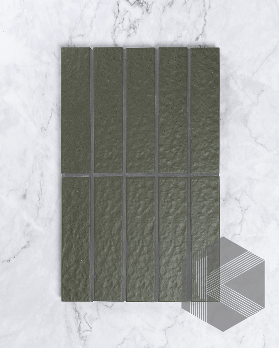 Sabi Khaki Green Matt Glazed Porcelain Mosaic 45x195mm