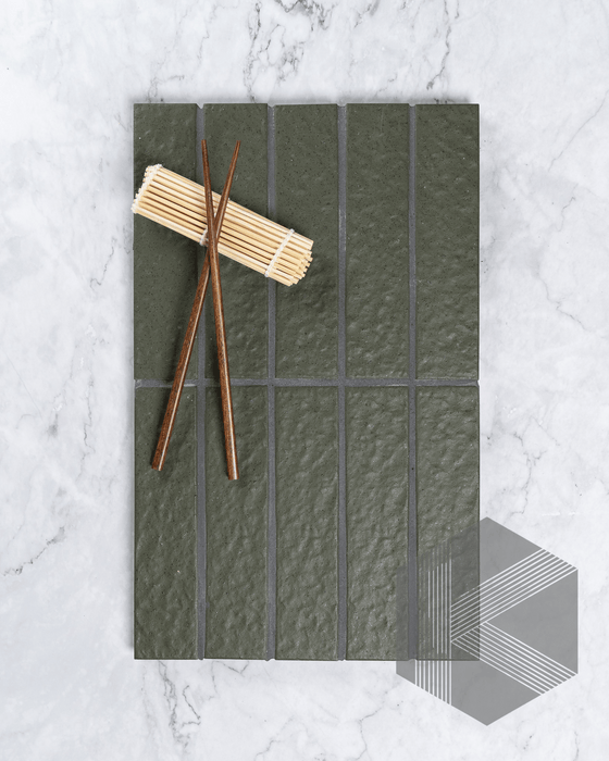 Sabi Khaki Green Matt Glazed Porcelain Mosaic 45x195mm